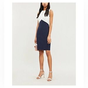 Ted Baker London Zamelid Mock 2-Piece Sheath Dress London Navy and White Size 2